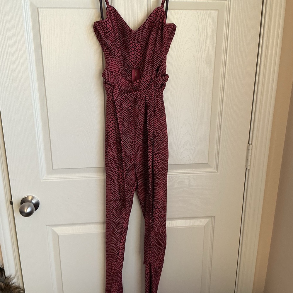 Material Girl Burgundy Patterned Jumpsuit